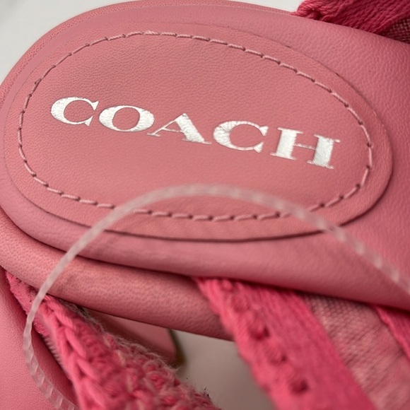 Coach Quintin Pink Crochet Slip On Heeled Sandals Women's Size 8.5 - Picture 11 of 11
